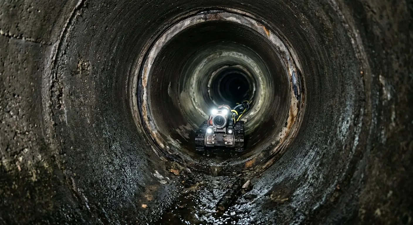 Robotic sewer camera inspecting pipe interior for Sewer Line Repair in Pingree Grove